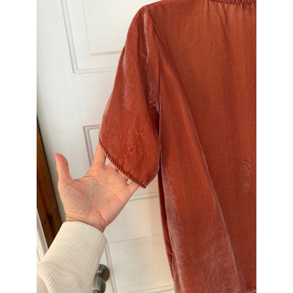 Madewell Velvet Tuliip-Sleeve Ruffle Orange Coral Size Small - Picture 7 of 11